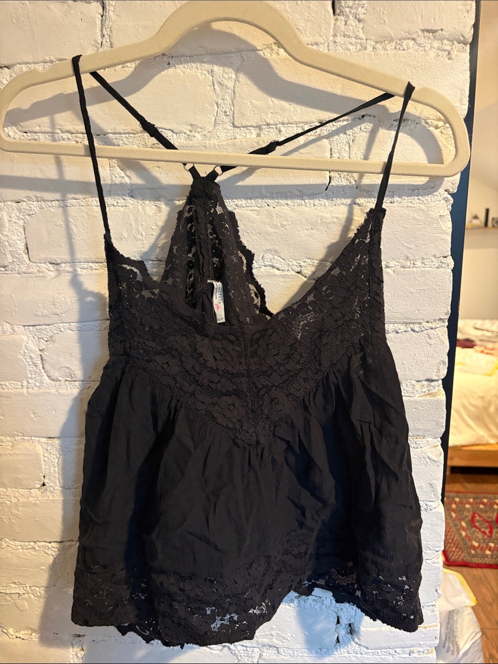 Free People Black Lace-Back Spaghetti Strap Camisole